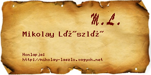 Mikolay László névjegykártya